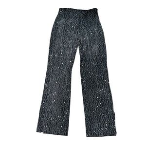 ZARA Navy Sequin Velvet Wide-Leg Pants | Size S